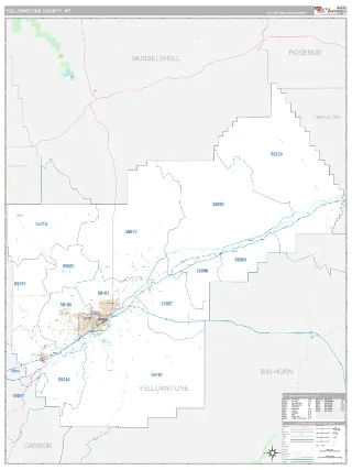 Yellowstone County, MT Classic style ZIP Code wall map