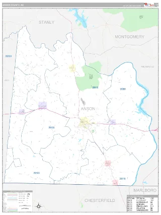 Anson County, NC Classic style ZIP Code wall map