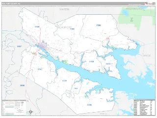 Beaufort County, NC Classic style ZIP Code wall map