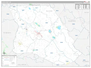 Bladen County, NC Classic style ZIP Code wall map
