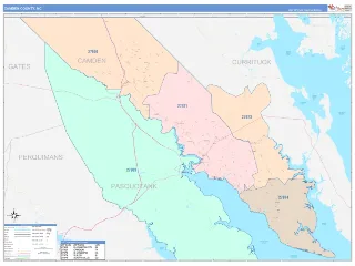 Camden County, NC ColorCast style ZIP Code wall map