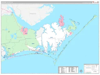 Carteret County, NC Classic style ZIP Code wall map