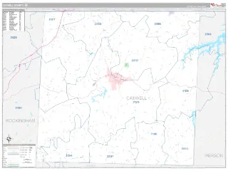 Caswell County, NC Classic style ZIP Code wall map