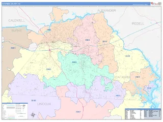 Catawba County, NC ColorCast style ZIP Code wall map