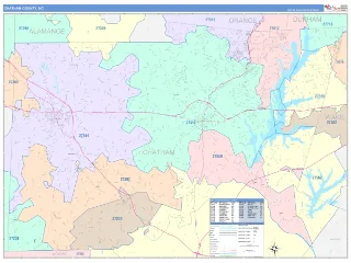 Chatham County, NC ColorCast style ZIP Code wall map