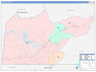 Cherokee County, NC ColorCast style ZIP Code wall map
