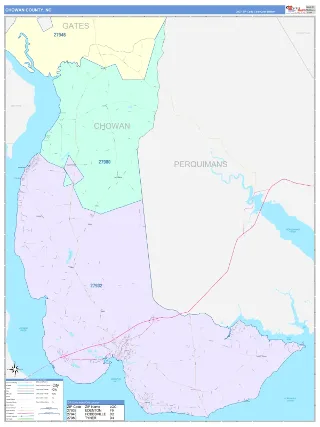 Chowan County, NC ColorCast style ZIP Code wall map