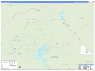 Clay County, NC Business Reference style ZIP Code wall map