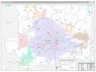Forsyth County, NC Classic style ZIP Code wall map