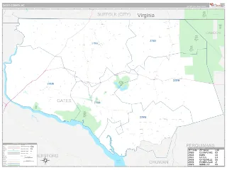 Gates County, NC Classic style ZIP Code wall map