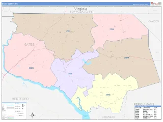 Gates County, NC ColorCast style ZIP Code wall map