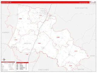 Halifax County, NC RedLine style ZIP Code wall map