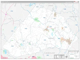 Harnett County, NC Classic style ZIP Code wall map