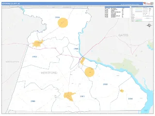 Hertford County, NC Business Reference style ZIP Code wall map