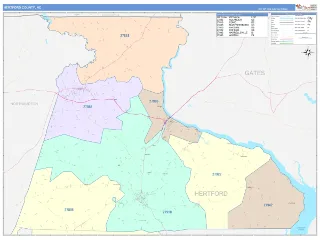 Hertford County, NC ColorCast style ZIP Code wall map