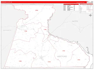 Hertford County, NC RedLine style ZIP Code wall map