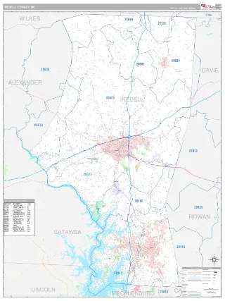 Iredell County, NC Classic style ZIP Code wall map