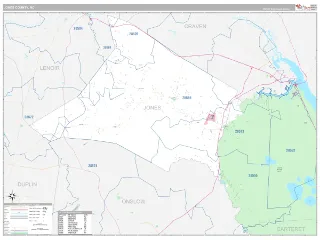 Jones County, NC Classic style ZIP Code wall map