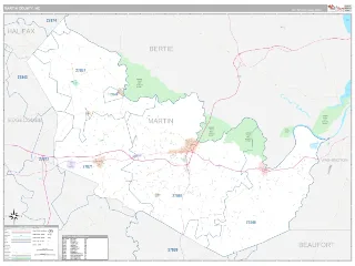Martin County, NC Classic style ZIP Code wall map