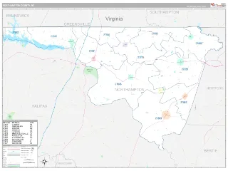 Northampton County, NC Classic style ZIP Code wall map