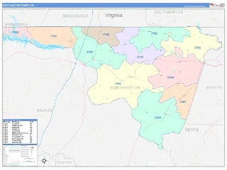 Northampton County, NC ColorCast style ZIP Code wall map