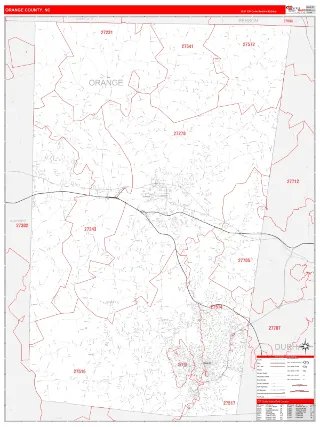 Orange County, NC RedLine style ZIP Code wall map