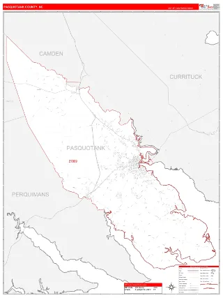Pasquotank County, NC RedLine style ZIP Code wall map