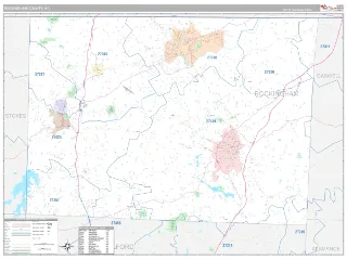 Rockingham County, NC Classic style ZIP Code wall map