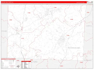 Rockingham County, NC RedLine style ZIP Code wall map