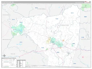 Rutherford County, NC Classic style ZIP Code wall map