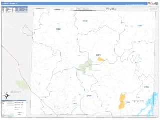 Stokes County, NC Business Reference style ZIP Code wall map