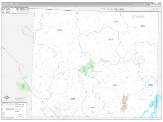 Stokes County, NC Classic style ZIP Code wall map