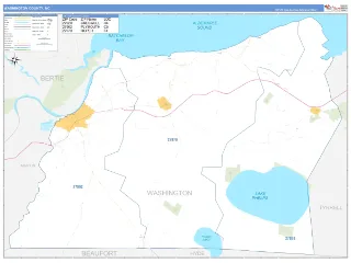 Washington County, NC Business Reference style ZIP Code wall map