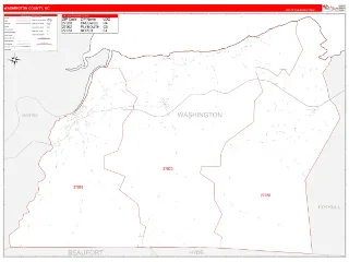 Washington County, NC RedLine style ZIP Code wall map