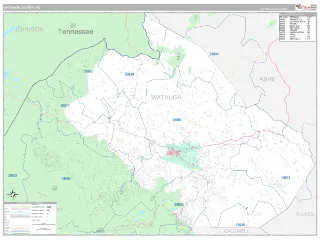 Watauga County, NC Classic style ZIP Code wall map