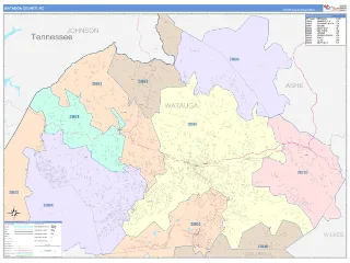 Watauga County, NC ColorCast style ZIP Code wall map