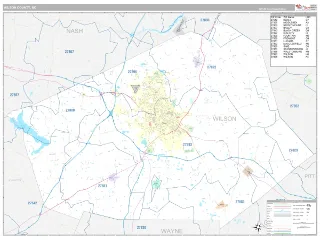 Wilson County, NC Classic style ZIP Code wall map