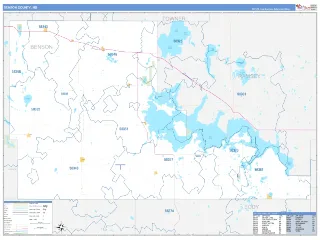 Benson County, ND Business Reference style ZIP Code wall map