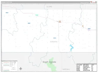 Bowman County, ND Classic style ZIP Code wall map