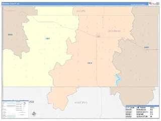Bowman County, ND ColorCast style ZIP Code wall map