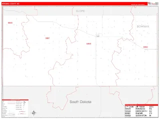 Bowman County, ND RedLine style ZIP Code wall map