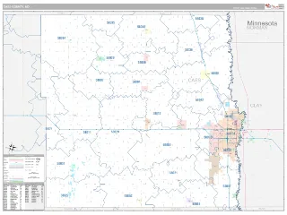 Cass County, ND Classic style ZIP Code wall map