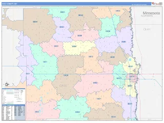 Cass County, ND ColorCast style ZIP Code wall map