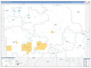 Cavalier County, ND Business Reference style ZIP Code wall map