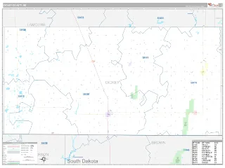 Dickey County, ND Classic style ZIP Code wall map
