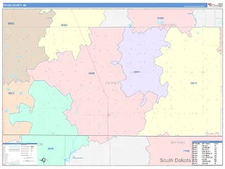 Dickey County, ND ColorCast style ZIP Code wall map