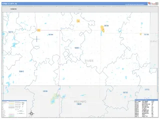 Divide County, ND Business Reference style ZIP Code wall map