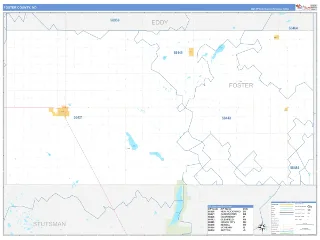 Foster County, ND Business Reference style ZIP Code wall map