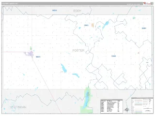 Foster County, ND Classic style ZIP Code wall map