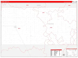 Foster County, ND RedLine style ZIP Code wall map